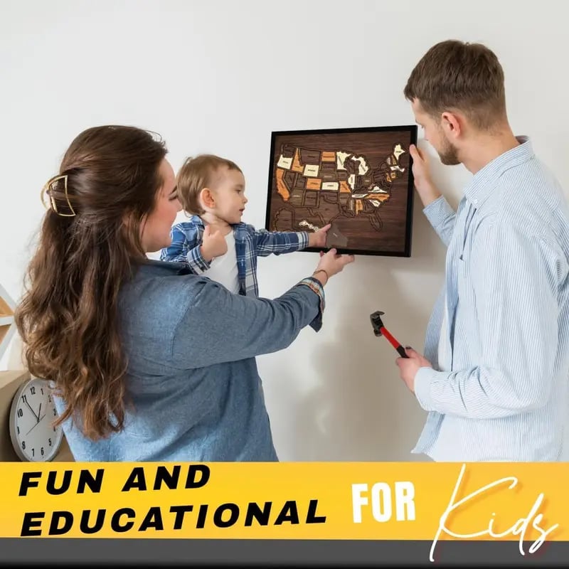 AtlasCraft – Wooden USA Travel Map Puzzle Wall Decor