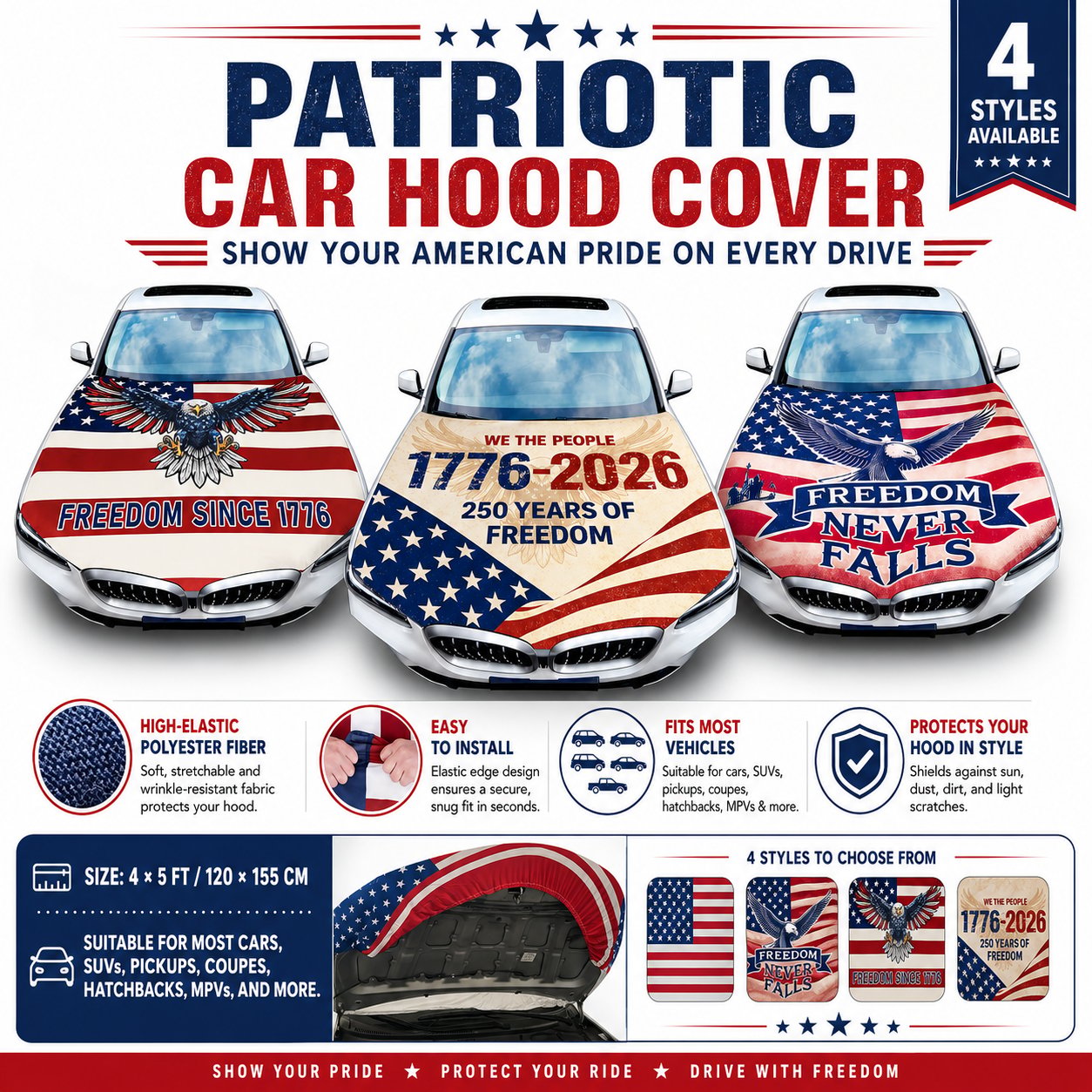 LibertyShield – American Flag Car Hood Cover
