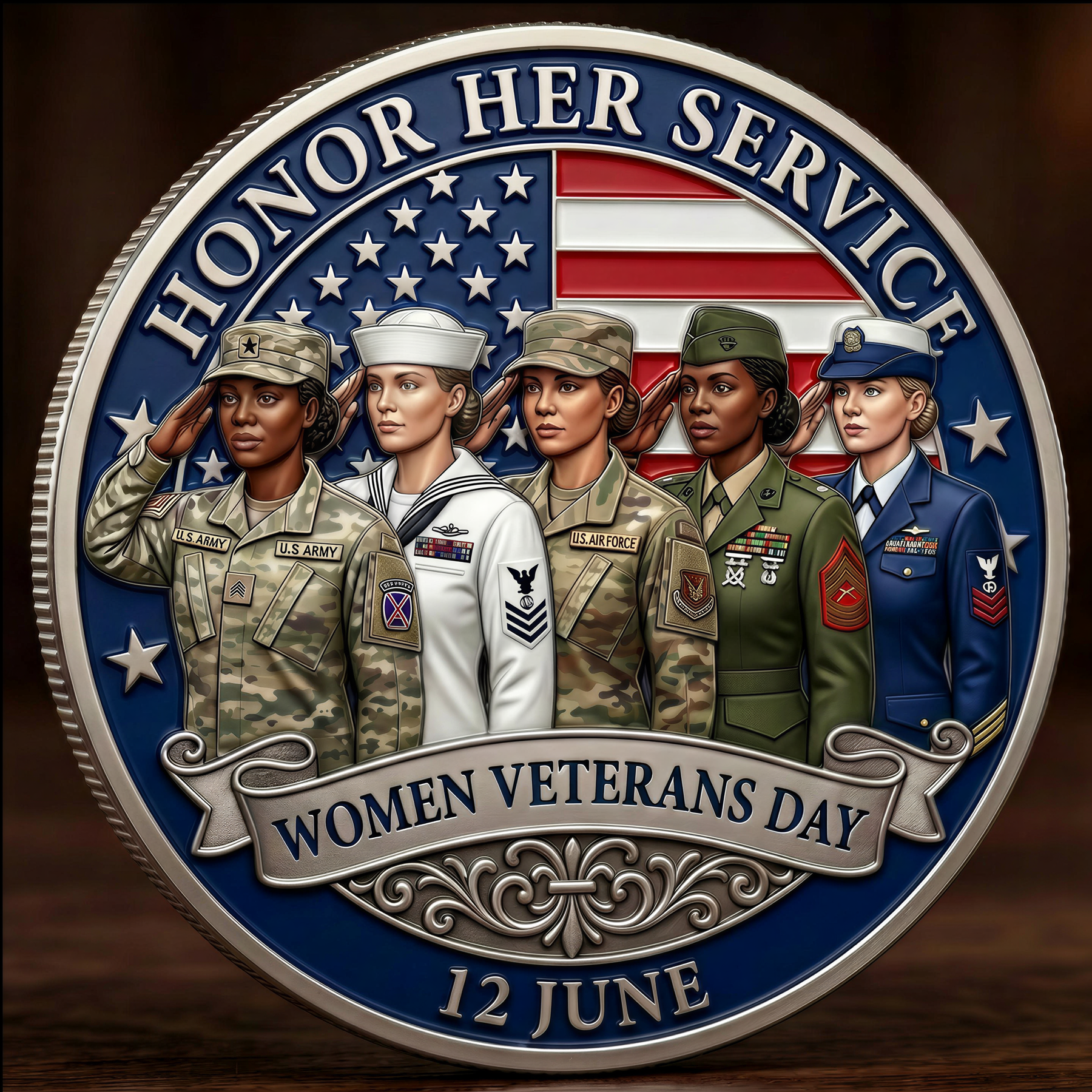 ValorRose – Female Veteran Tribute Challenge Coin