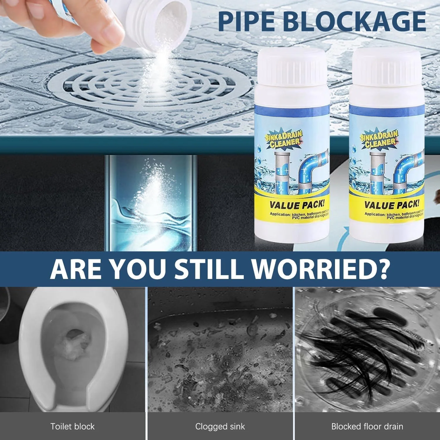LAST DAY 50% off✨ Powerful Sink Drain Cleaner - All-Purpose Pipe Dredging Powder for Home