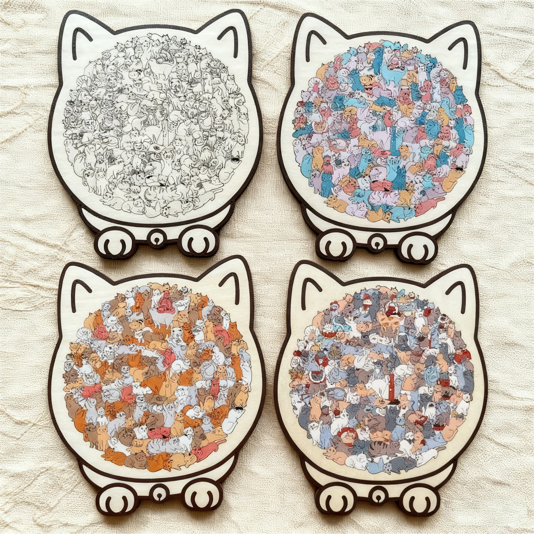 WhiskerCraft –  135 Pcs Cat Shaped Wooden Puzzle