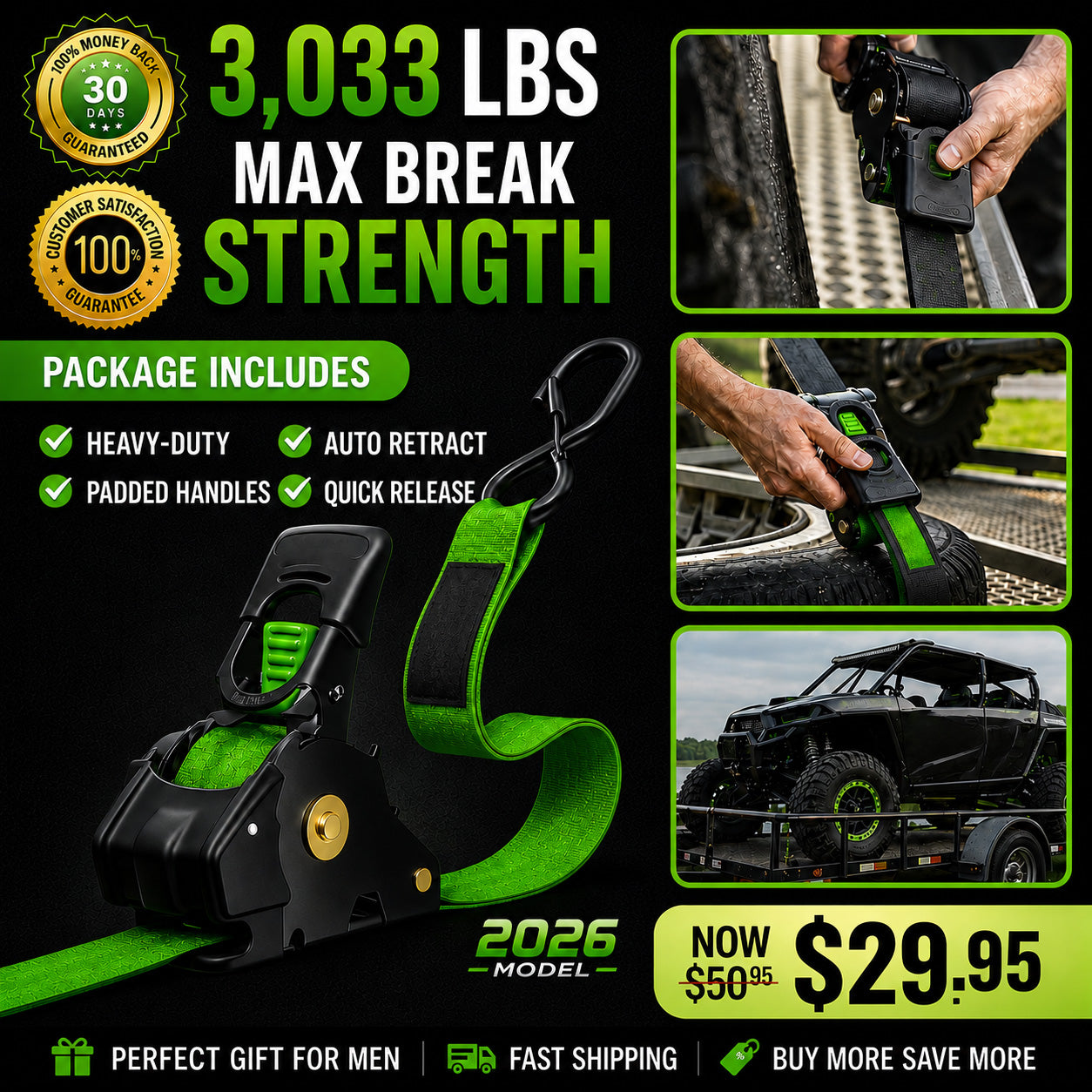 CargoLock - Retractable Ratchet Strap (2026 Upgraded Edition)