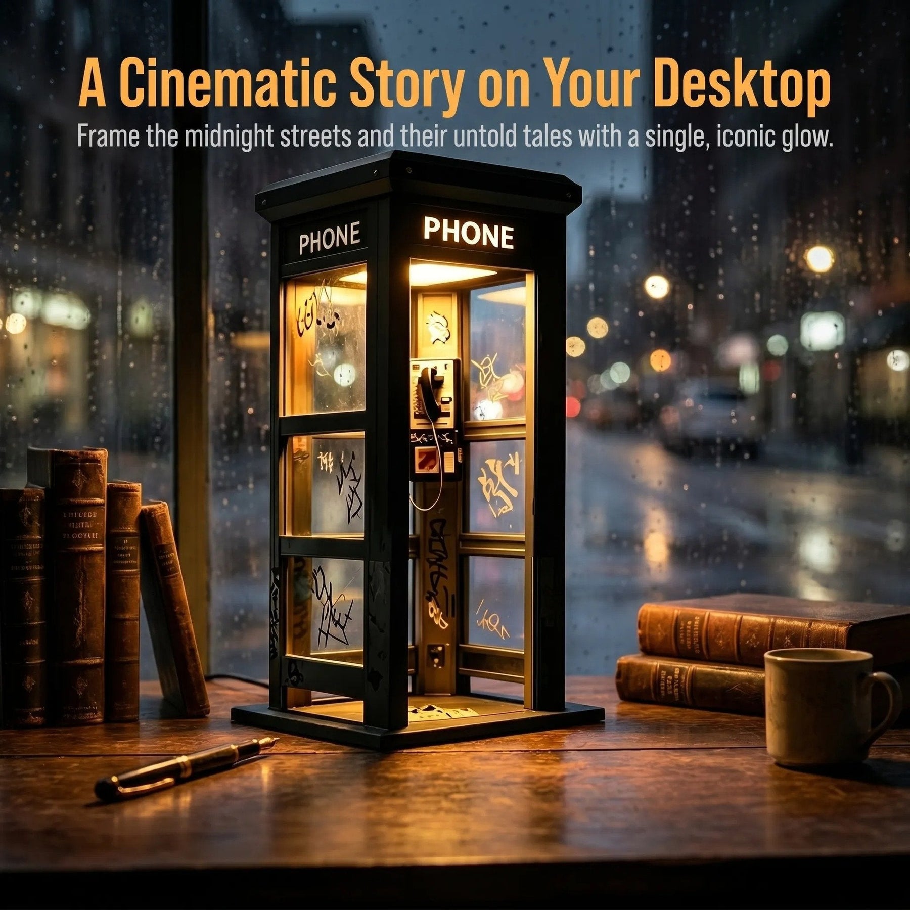 NoirBooth Glow - Vintage Phone Booth Ambient Lamp