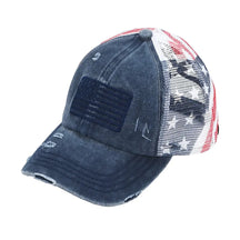 VistaCap – Multi-Level Criss-Cross American Flag Trucker Hat