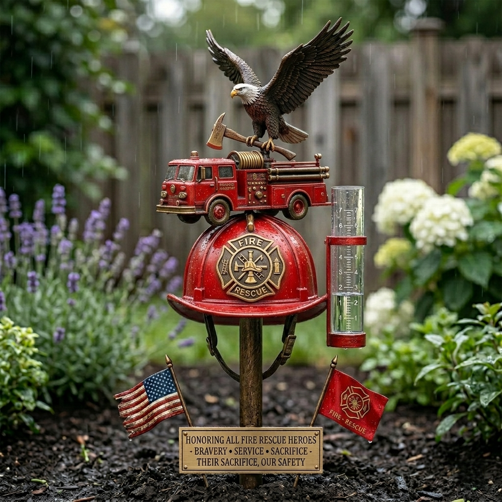 FireHonor – Firefighter Tribute Garden Rain Gauge