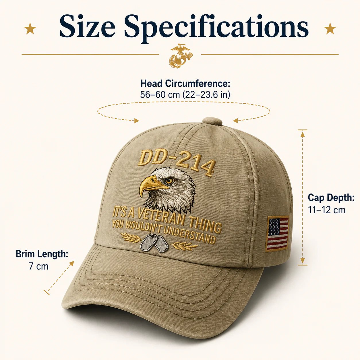 HonorWear – 3D Embroidered Veteran Cap