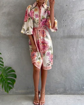Eleganza Flow – Printed A-Line Dress