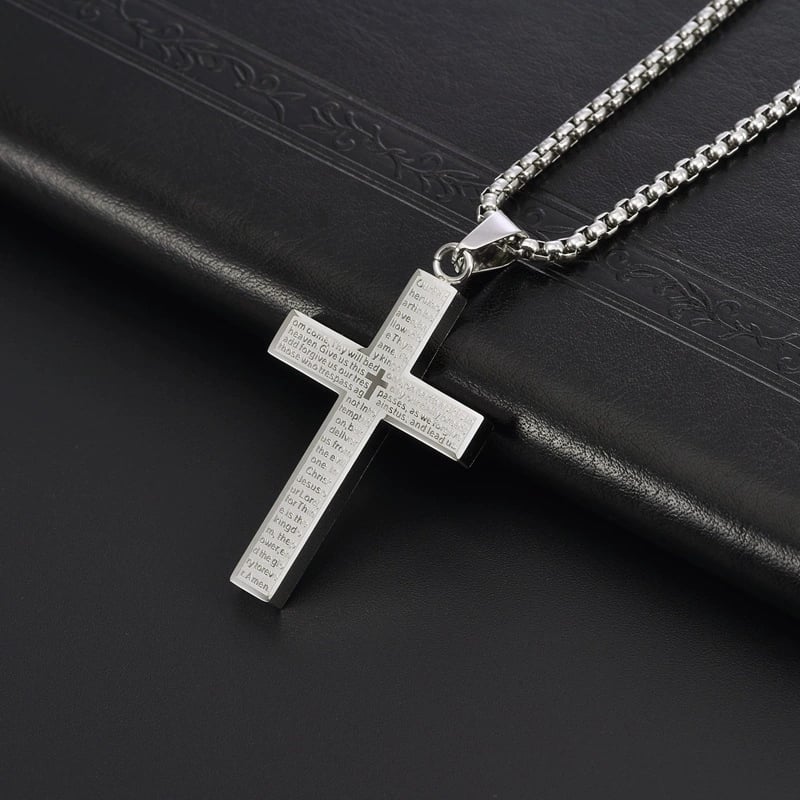FaithScript – Lord’s Prayer Scribble Cross Necklace
