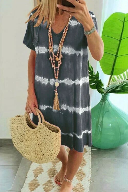 ChillAura | Tie-Dye Striped Loose Summer Dress