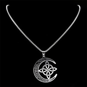 MoonKnot – Celtic Crescent Steel Pendant Necklace