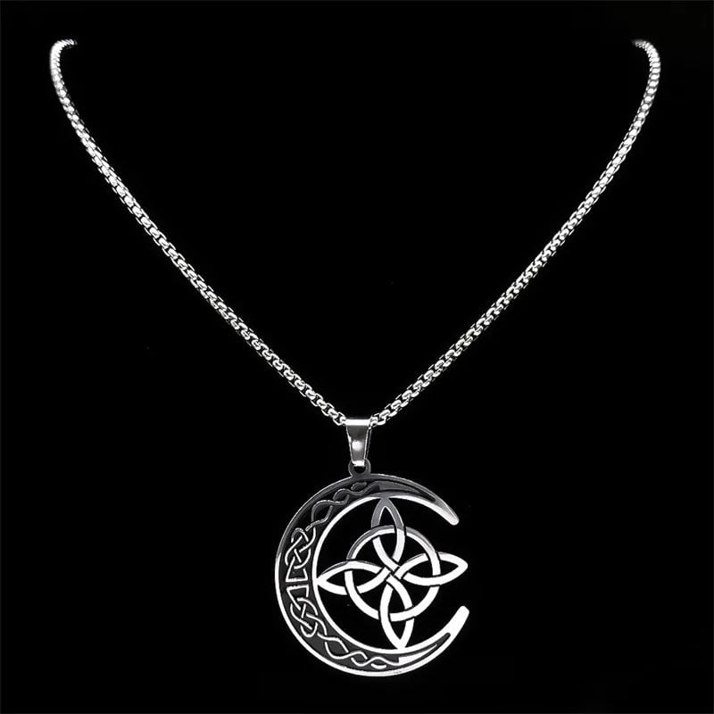 MoonKnot – Celtic Crescent Steel Pendant Necklace
