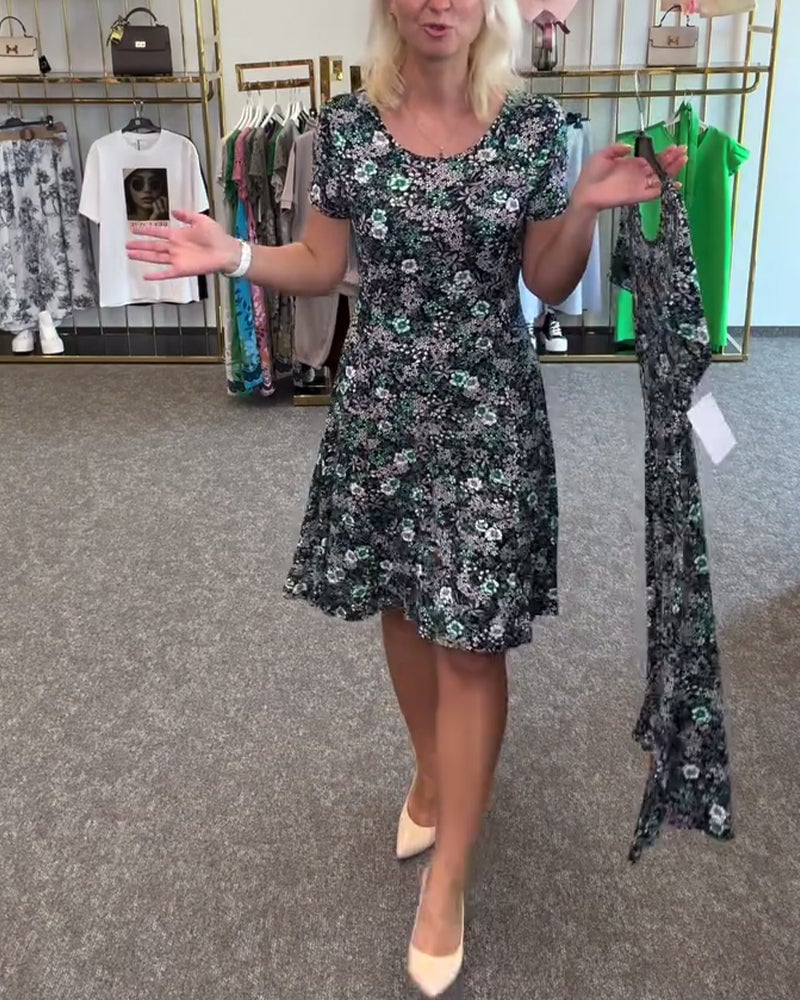 EleganceFit – Slim Waist Printed Dress