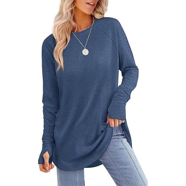 VeloraFit – Thumb Hole Curved Hem Tunic Shirt