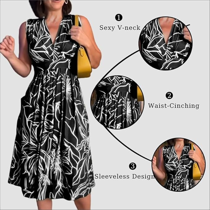 Seaside Elegance - Sleeveless Vacation Dress