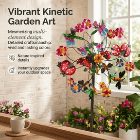 ☀️🌀Outdoors Wind Spinners with Decorative Flowers🌸(Includes bracket)