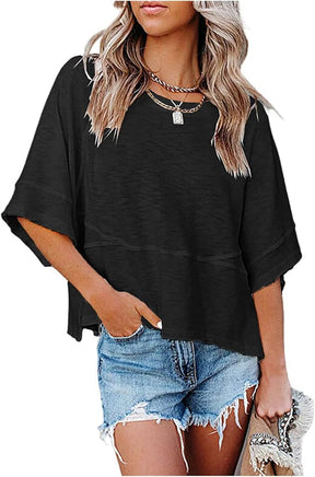 BellAura – Solid Color Bell Sleeve T-Shirt