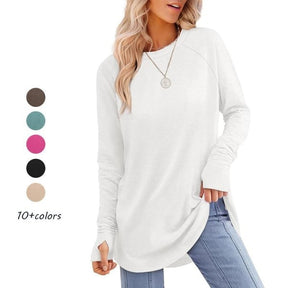VeloraFit – Thumb Hole Curved Hem Tunic Shirt