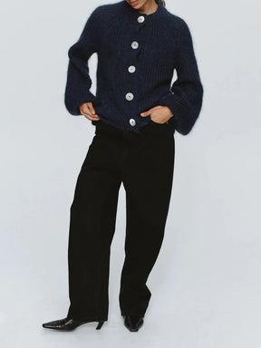 StyleNest – Casual Long Sleeve Navy Cardigan