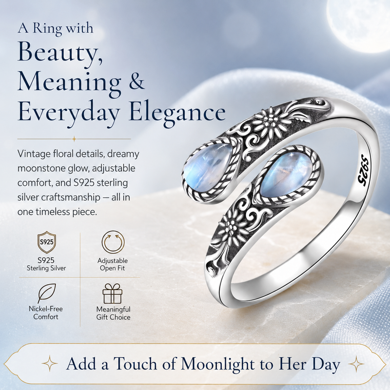 MoonPetal – Elegant Moonstone Bloom Ring