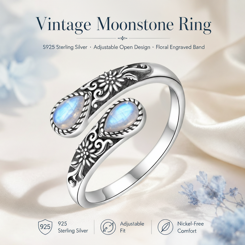 MoonPetal – Elegant Moonstone Bloom Ring