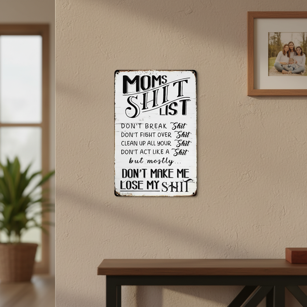 MamaRules – Rustic Funny Home Sign