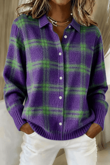 ChicWeave – Plaid Collar Cardigan