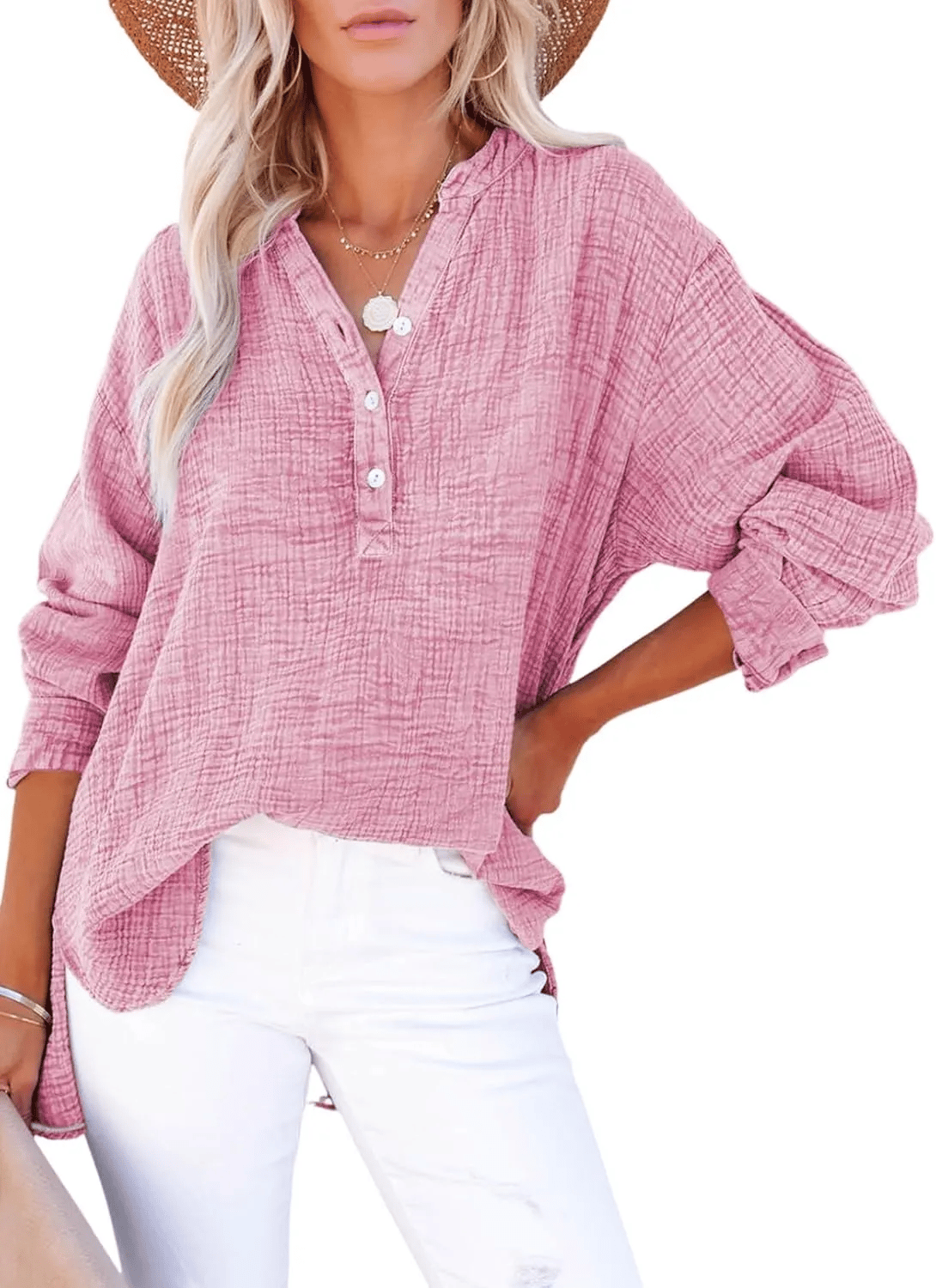 BreezyCharm Top – Oversized Textured Blouse