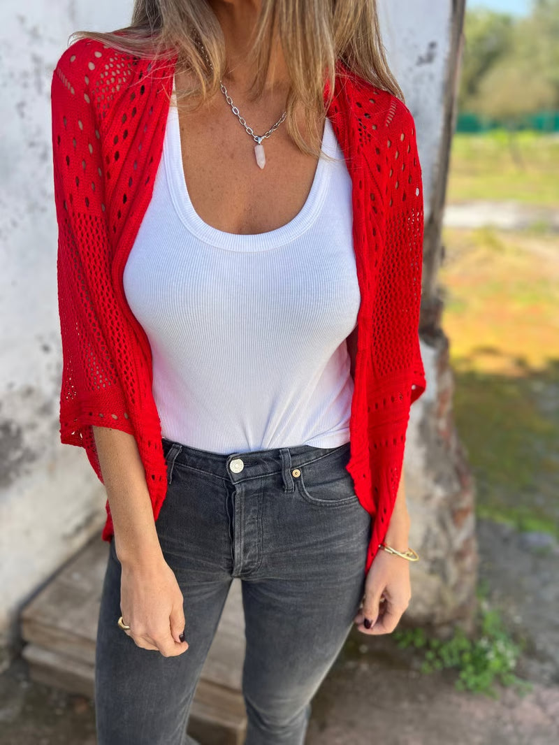 CloudWeave – Hollow Half Sleeve Cardigan