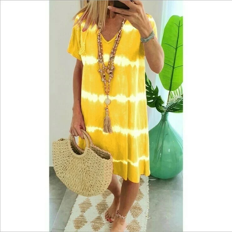 ChillAura | Tie-Dye Striped Loose Summer Dress