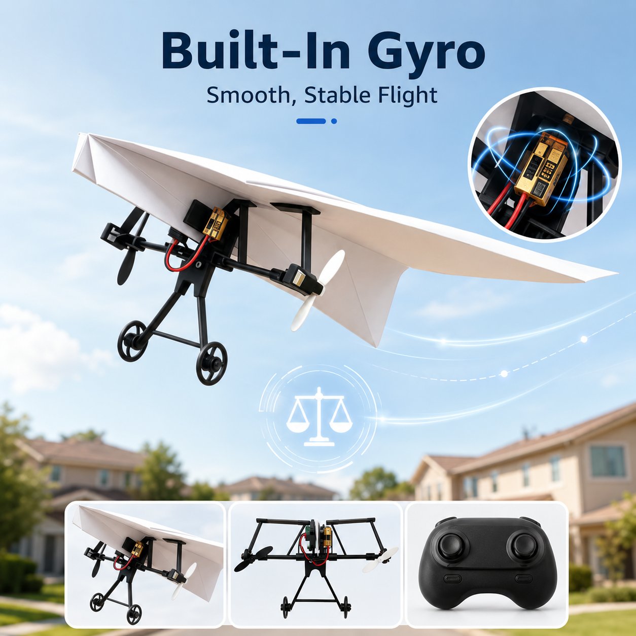 SkyGlide - Gyro-Powered RC Paper Airplane Kit