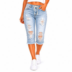 DenimBloom –  High Waist Cropped Denim Jeans