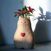 WoodWhisker – Handmade Wooden Cat Vase