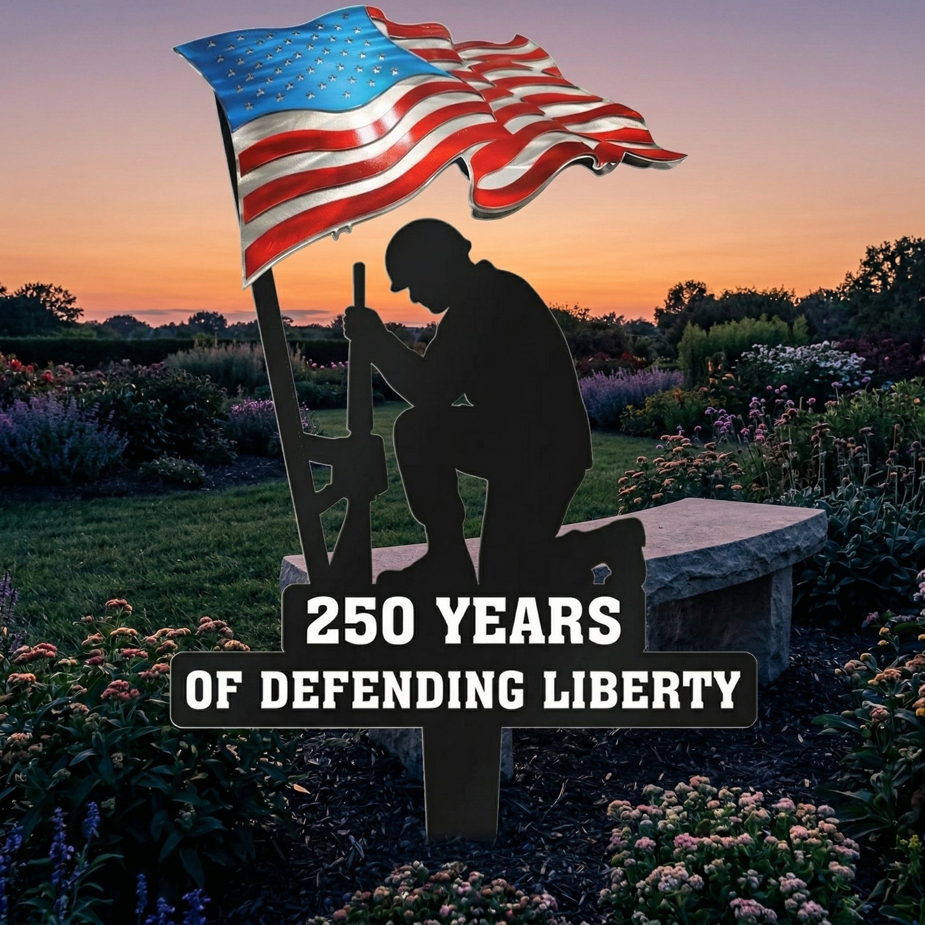 LibertyForge – 250 Years of Defending Liberty Metal Garden Stake