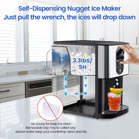 💥 Clearance Sale - Nugget Ice Maker ❄️✨ 44 lbs/Day Self-Dispensing Ice 🧊