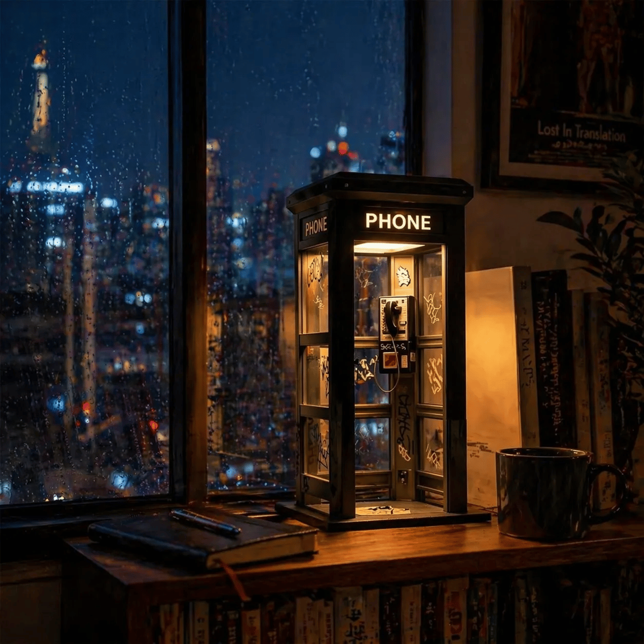 NoirBooth Glow - Vintage Phone Booth Ambient Lamp