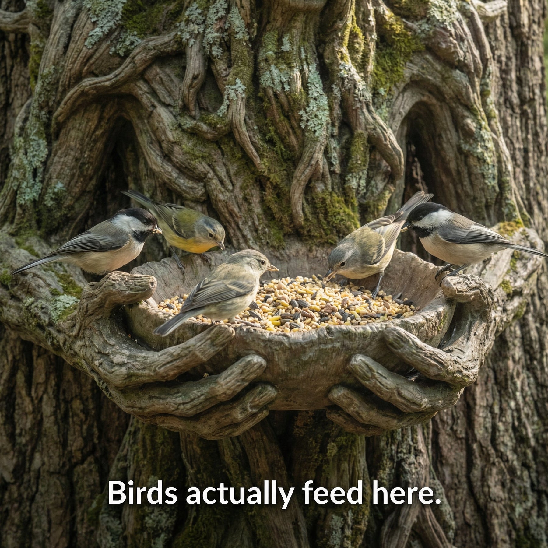 The Quiet Offering A Tree-Integrated Bird Feeding Sculpture
