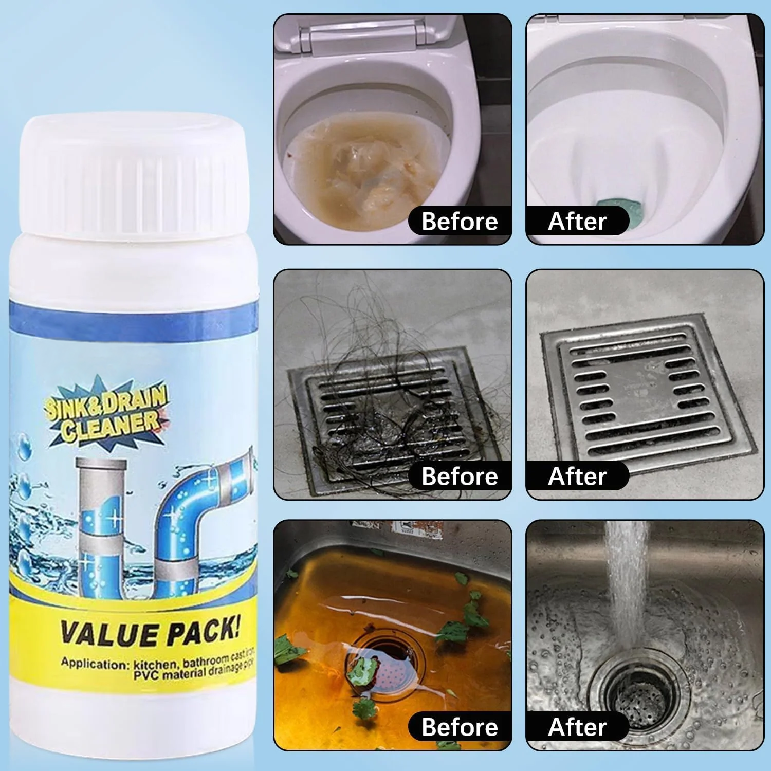 LAST DAY 50% off✨ Powerful Sink Drain Cleaner - All-Purpose Pipe Dredging Powder for Home