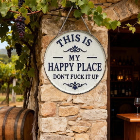 RusticNest – Vintage Happy Place Metal Wall Decor Sign