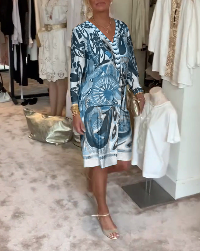 AureliaVee – Retro Print Casual Dress