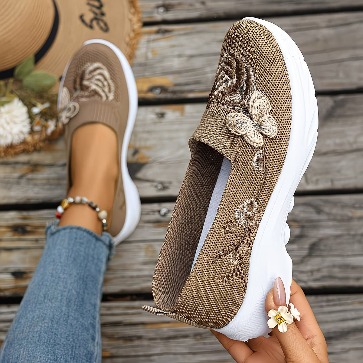 VelvetFlutter – Stylish Embroidered Loafers