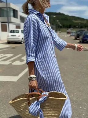 StripeMuse – Classic Striped Summer Shirt Dress