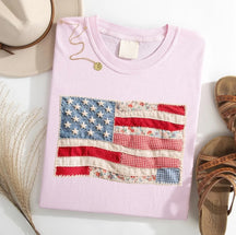 RedWhiteRebel – Retro American Flag Patchwork Tee