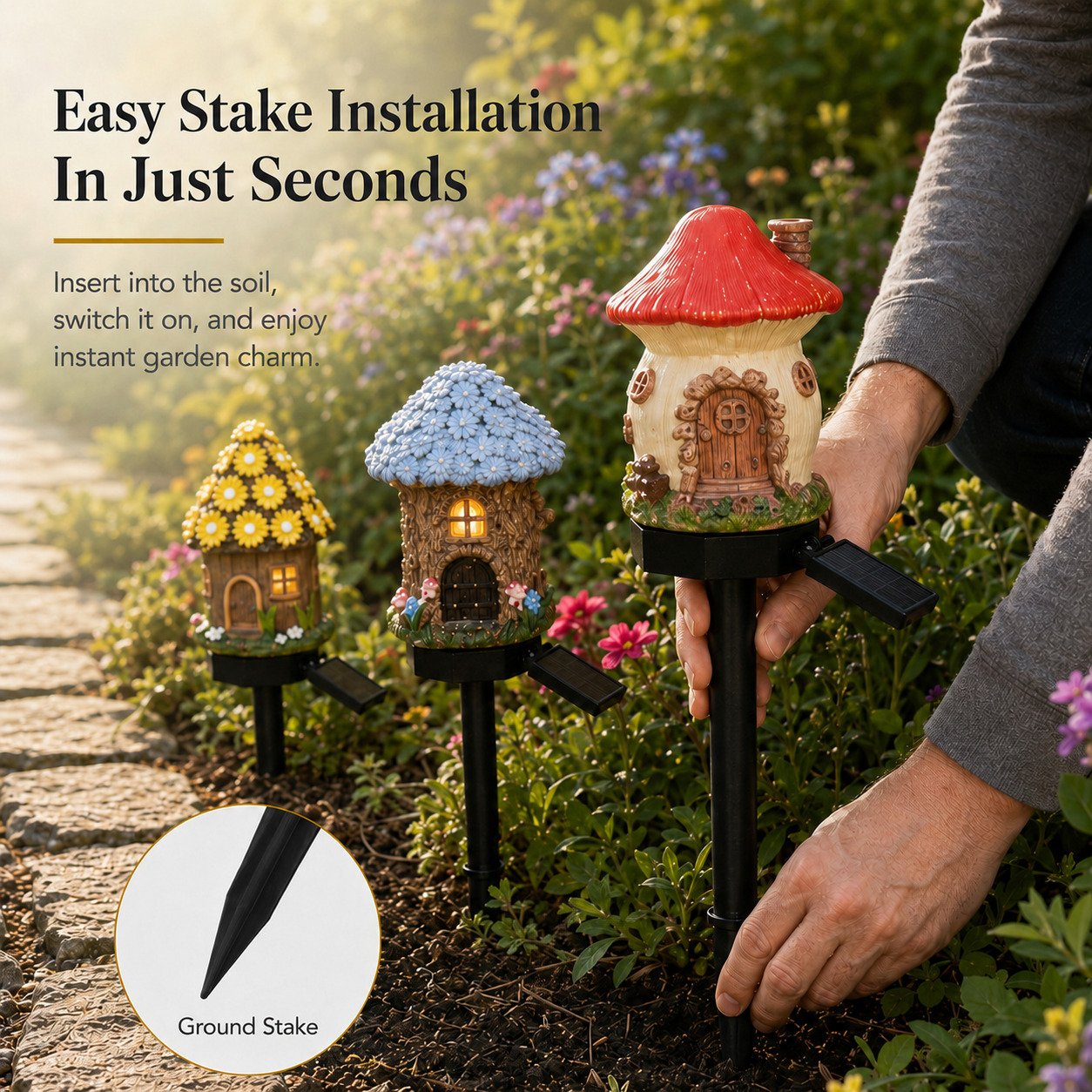 MushLumi – Solar Fairy-Tale Mushroom Cottage Light