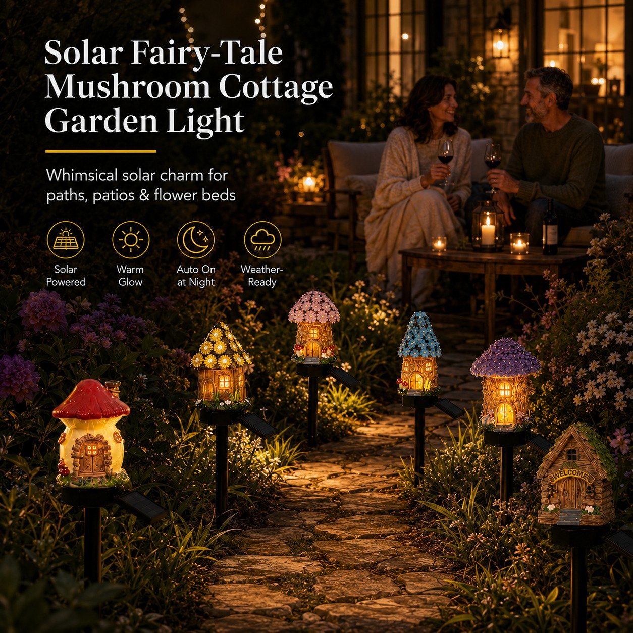 MushLumi – Solar Fairy-Tale Mushroom Cottage Light