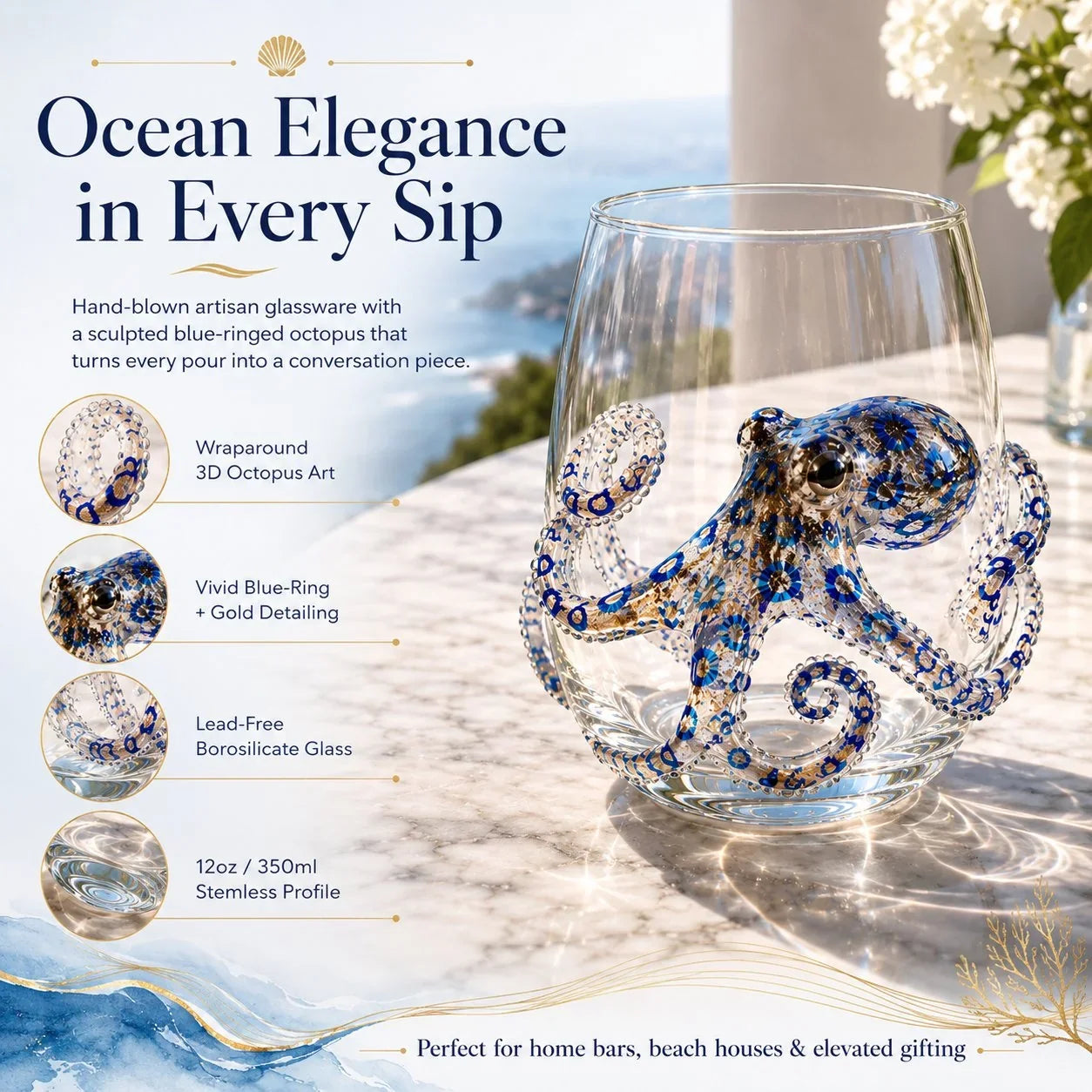 OceanGlow – Blue Ringed Octopus Artisan Glass