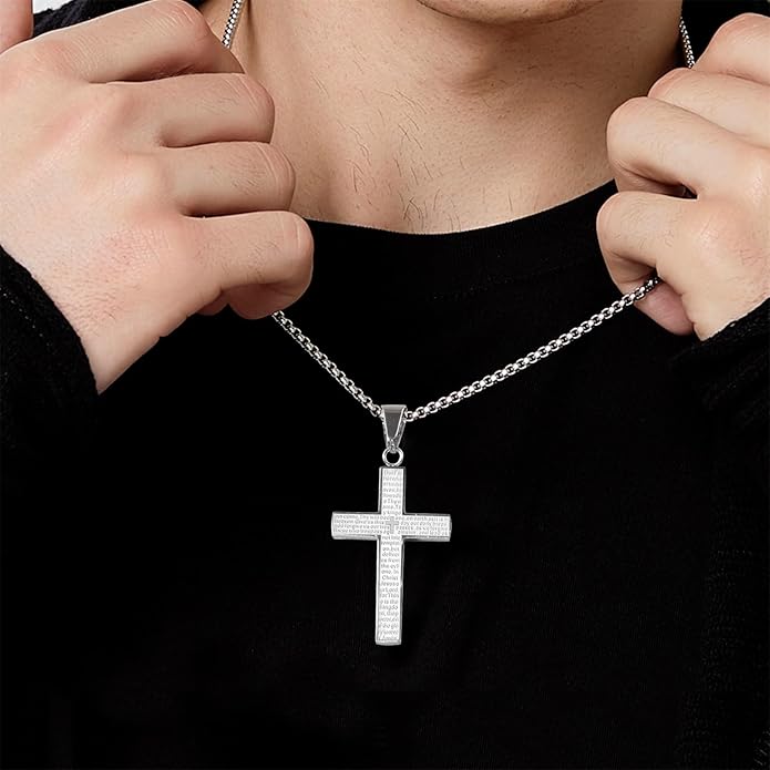 FaithScript – Lord’s Prayer Scribble Cross Necklace
