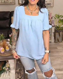 VibeLuxe – Elegant Ruffle Sleeve Shirt