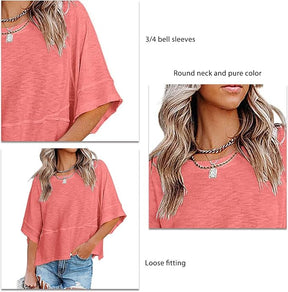 BellAura – Solid Color Bell Sleeve T-Shirt