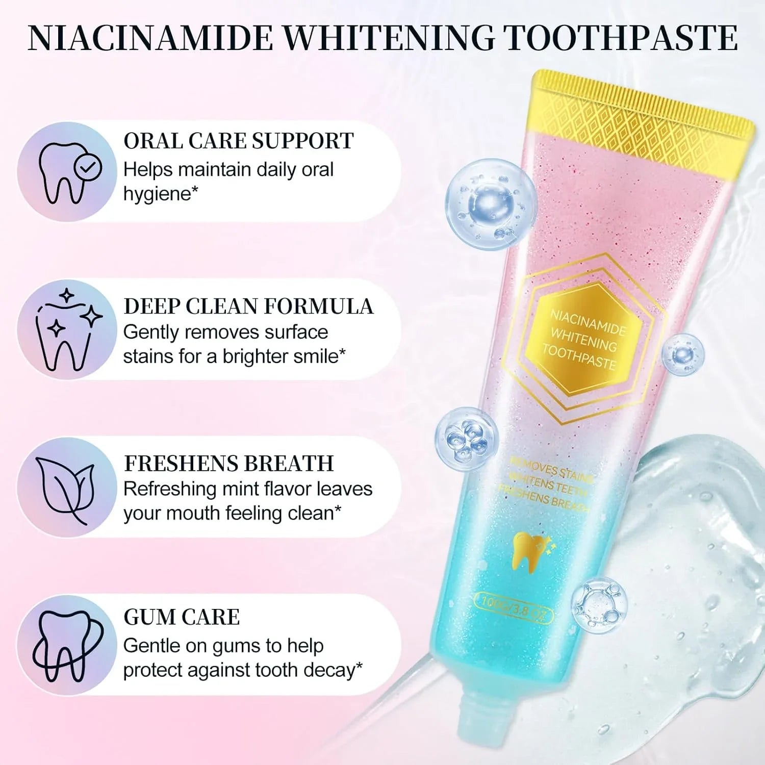Niacinamide Whitening Toothpaste – Stain Removal & Fresh Breath