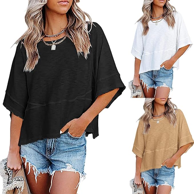 BellAura – Solid Color Bell Sleeve T-Shirt